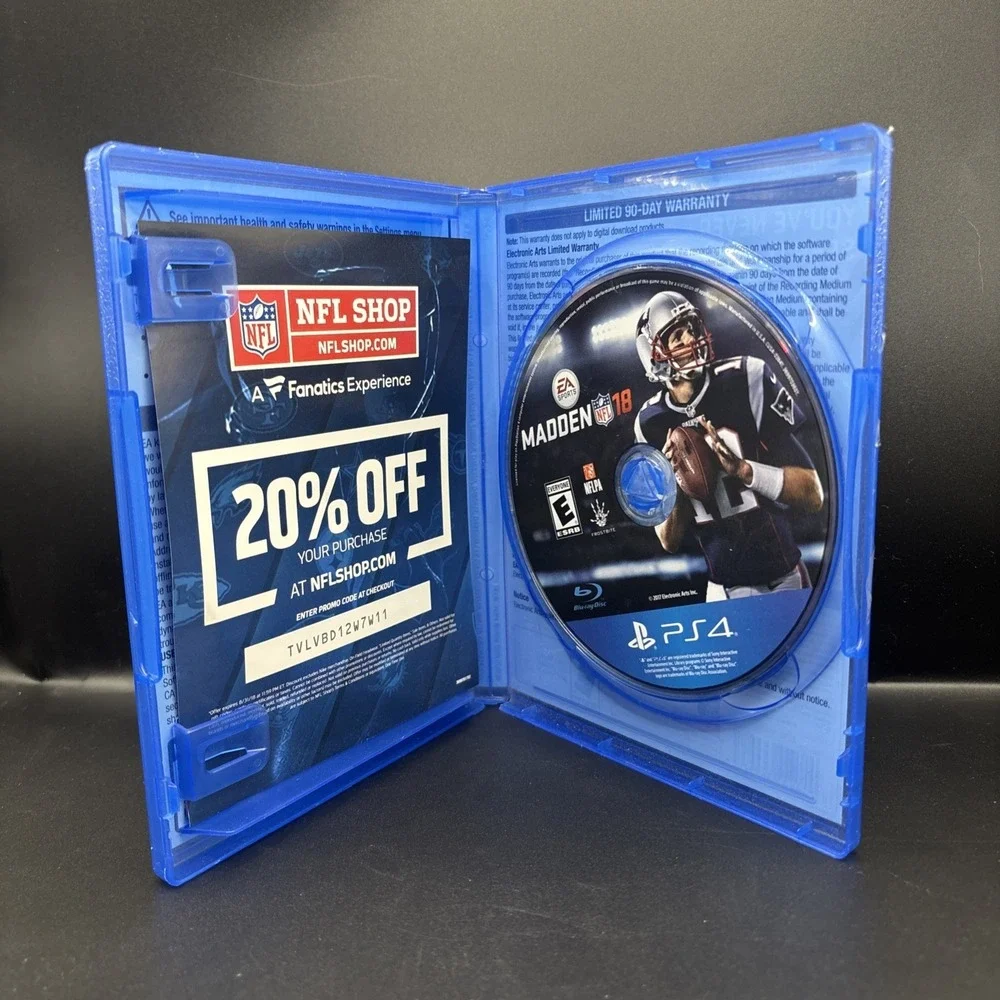 Madden NFL 18 PS4 PlayStation 4 Tested Working w/ Case Insert Tom Brady